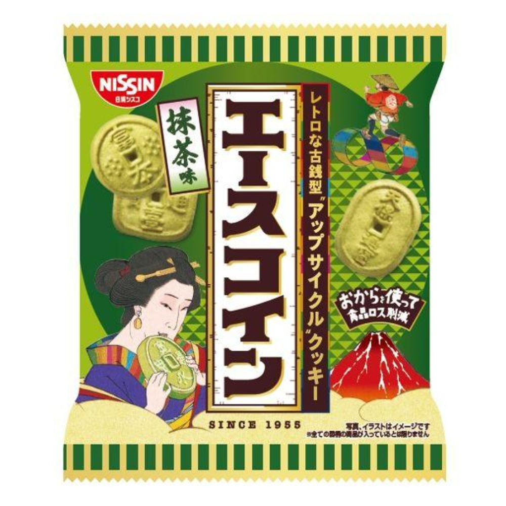 Nissin Cisco Ace Coin Biscuits Original 80g / Green Tea Flavor 75g
