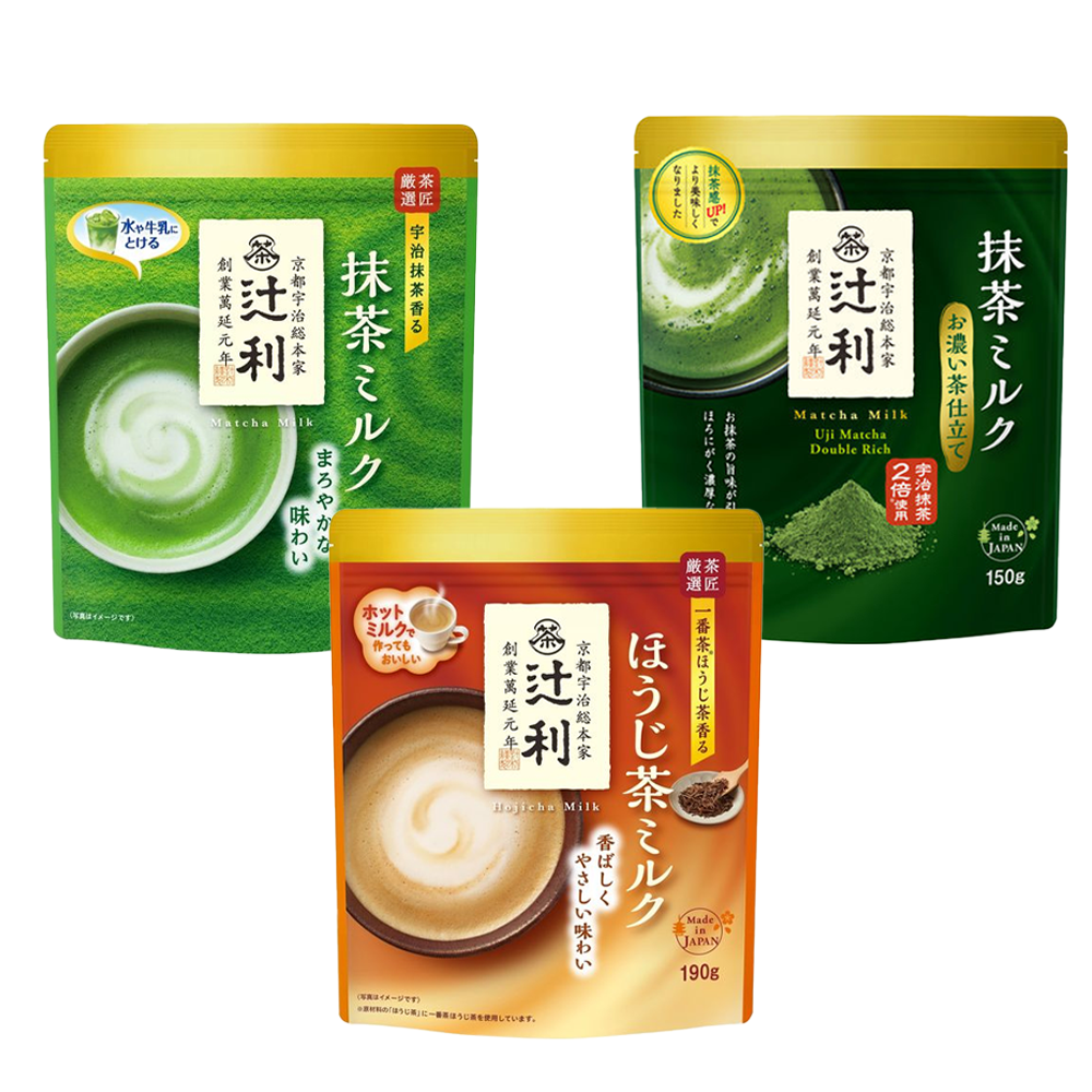 Kataoka Bussan Tsujiri Matcha milk / Matcha milk dark tea style / Hojicha Milk