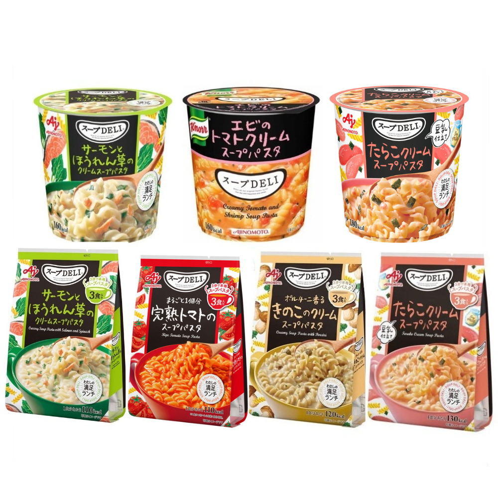 Ajinomoto Knorr Soup Deli Tarako Cream / Salmon & Spinach / Shrimp & Tomato Pasta / Mushroom Cream Soup Pasta