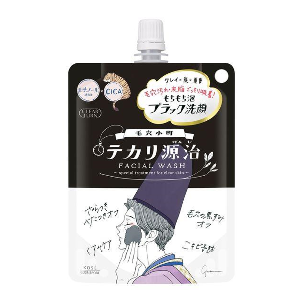 ［In stock］ Kose Cosmeport Clear Turn Pore Komachi Tekari Genji Mochi Mochi Black Face Wash (120g)