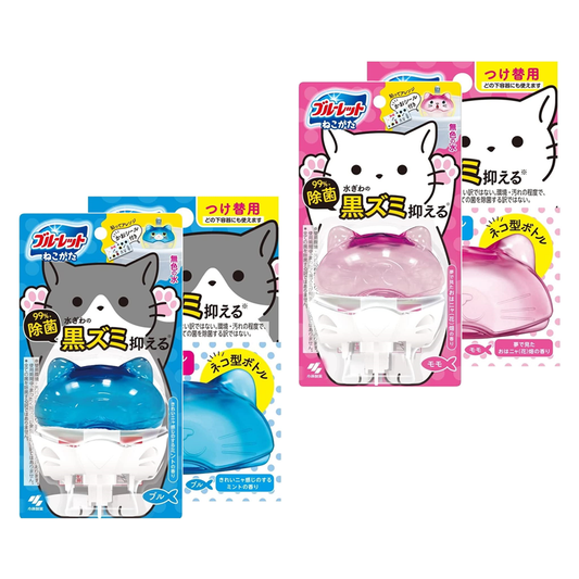 Kobayashi Bluelet Cat Shaped Toilet Disinfectant - Mint Scent / Flower Garden Scent (1pc / 1pc Refill)