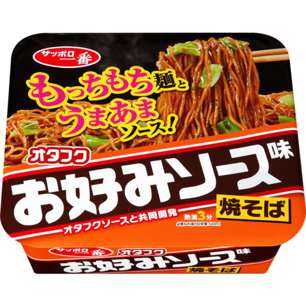 Sanyo Foods Sapporo Ichiban Instant Yakisoba - Otafuku Okonomi Sauce / Asakusa Sauce / Salt Kalbi Flavor (1 bowl)