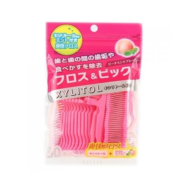 CLESH Xylitol Floss & Picks Peach Mint Flavor 50 pcs.