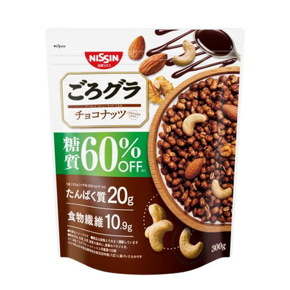 NISSIN Gorogura Gorotto Granola Cereal 60%Off Sugar (Kinako Soybean 300g / Choco Nut 300g)