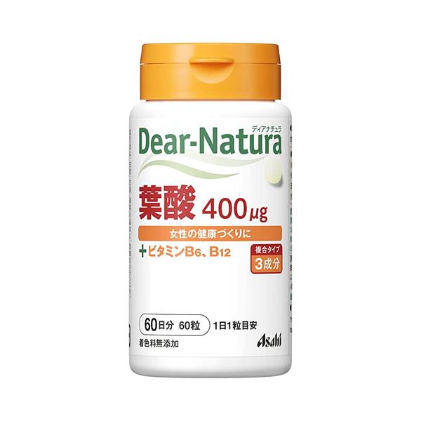 Asahi Dear Natura Folic Acid + Vitamins B6 and B12 60 Capsules for 60 days