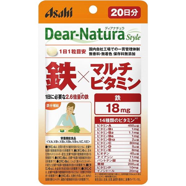 Asahi Dear Natura Pouch Iron x Multivitamin (20 / 60 capsules)