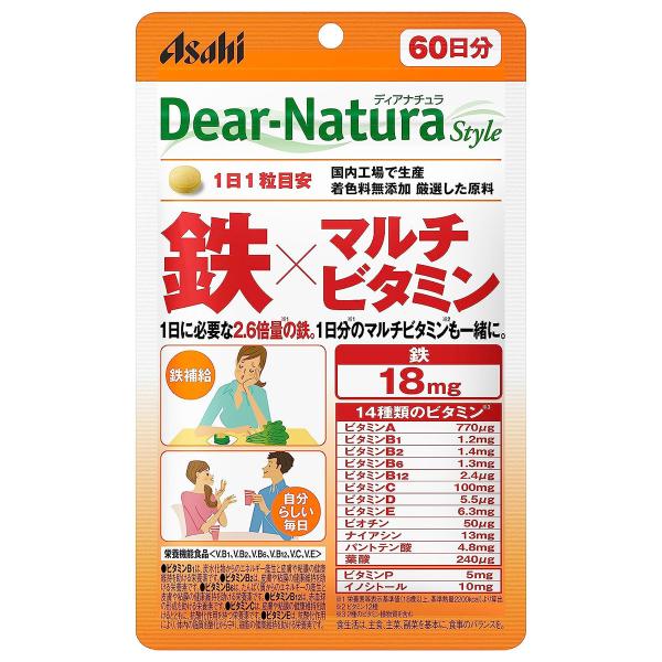 Asahi Dear Natura Pouch Iron x Multivitamin (20 / 60 capsules)