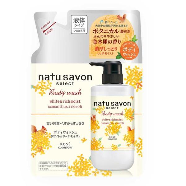 KOSE COSMEPORT Softimo NatuSavon Select White Body Wash Rich Moist Osmanthus Fragrance (500ml / Refill 360ml)
