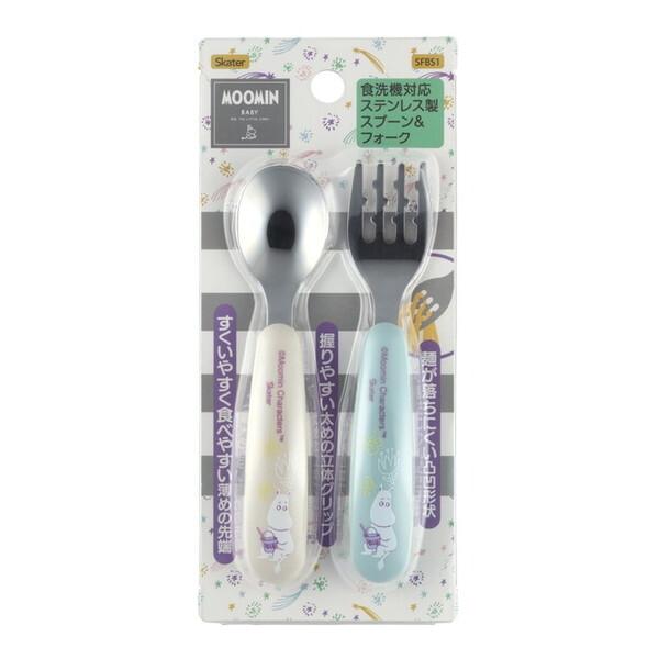 Skater Antibacterial Dishwasher-Safe Stainless Steel Spoon & Fork, Moomin Paint SFBS1, 1 set