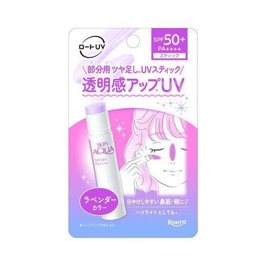 ROHTO Skin Aqua Tone Up UV Stick Lavender SPF50+/PA++++ 4.3g