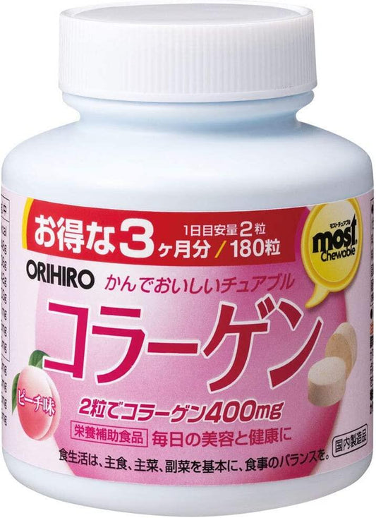 ［In stock］ ORIHIRO Collagen Chewable Peach 180 Tablets From Japan