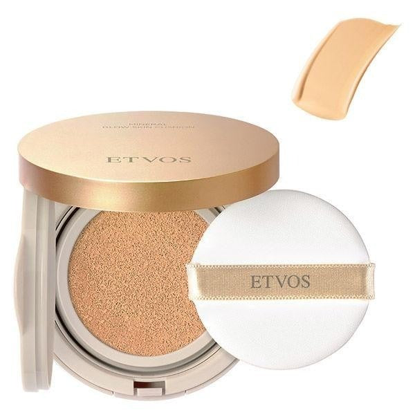 Japan ETVOS Mineral Glow Skin Cushion Foundation - Natural / Light / Natural pink (12g) / Puff JB