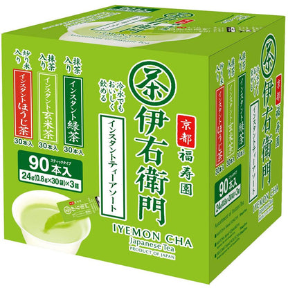 ［In stock］ Iemon Instant Stick Assorted 0.8g × 90P Green tea , brown rice tea , roasted tea