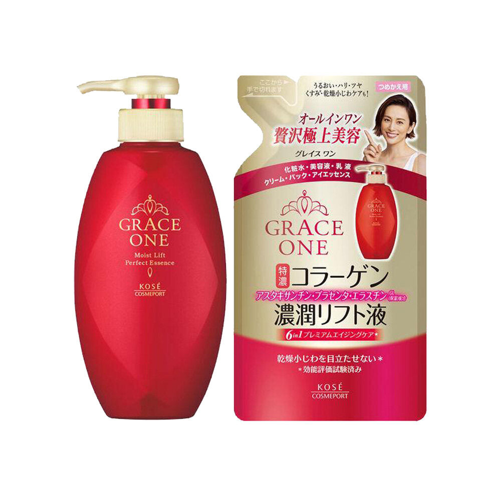 ［In stock］ KOSE GRACE ONE Moist Lift Perfect Essence 230mL / Refill 200mL