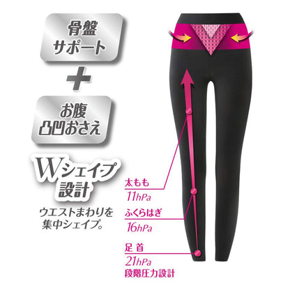 ［In stock］ Pip Slim Walk View Acty Combustion Shape Leggings Sports Black (S~M/M~L) Fat Burning Support Leggings