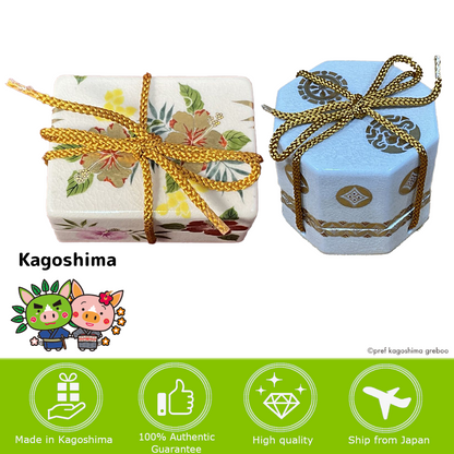 [KAGOSHIMA] SYUGETSUGAMA KILN Accessory Box (Octagonal Gold Accents / Warm Flowers)