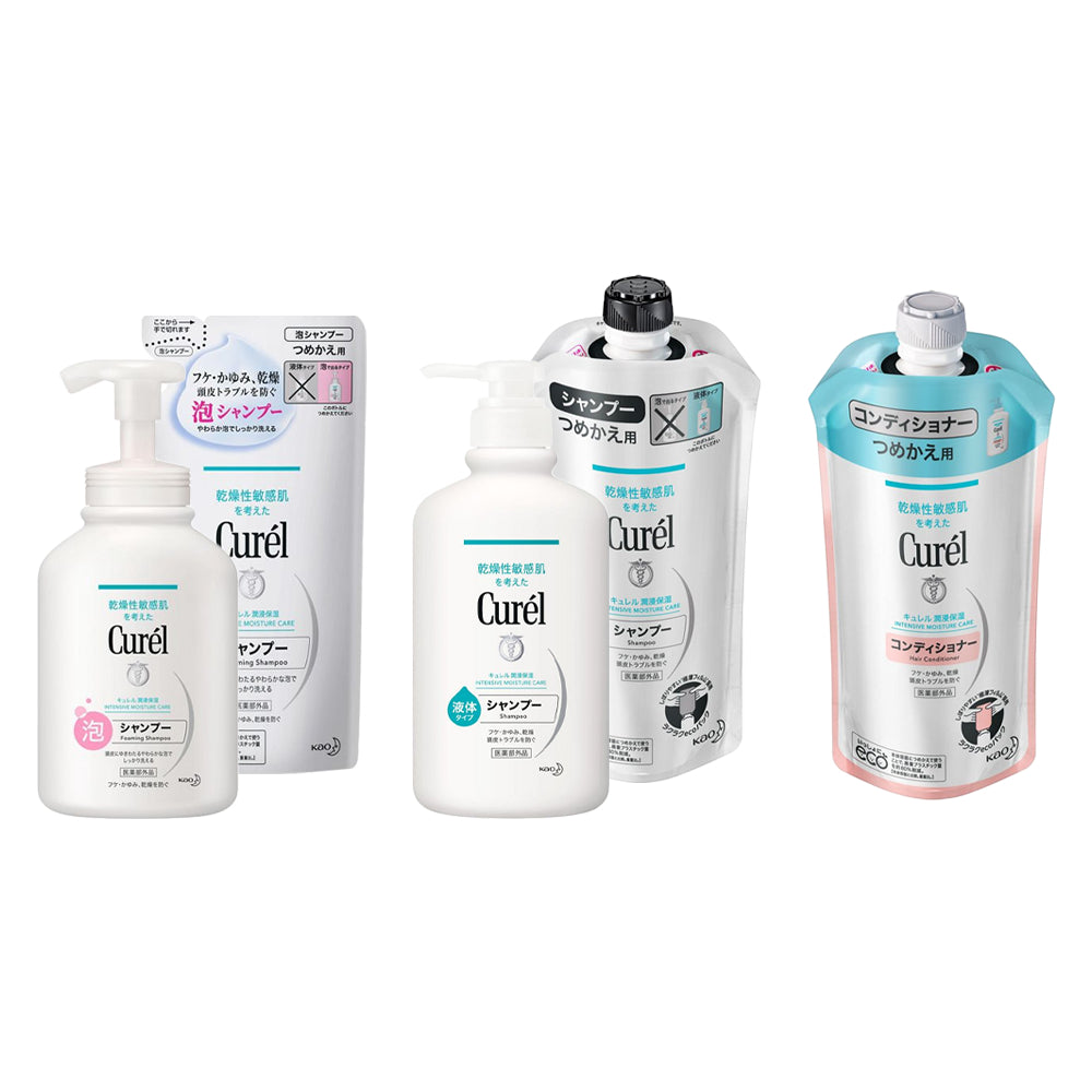 Kao Curel Shampoo - Foaming Type (480mL / 380mL Refill) / Liquid Type (420mL / 340mL Refill) / Conditioner (340mL Refill)