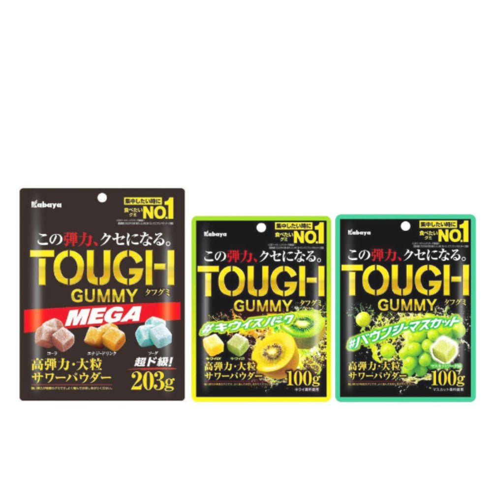 Kabaya Foods Tough Gummies Mega / Kiwi Spark / Bouncy Muscat