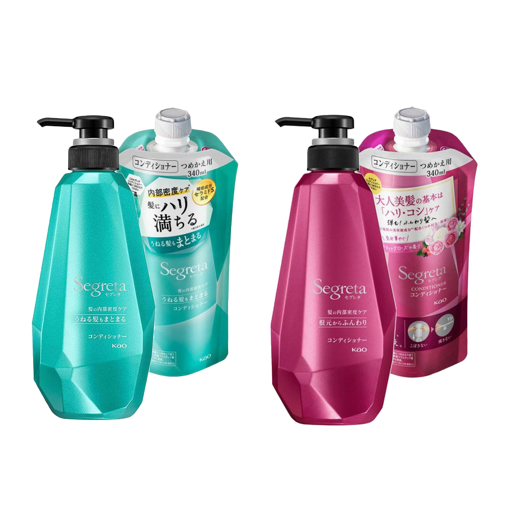 Japan Kao Segreta Conditioner Manage Unruly Hair / Soft and Light (Bottle 430ml / Refill 340ml)