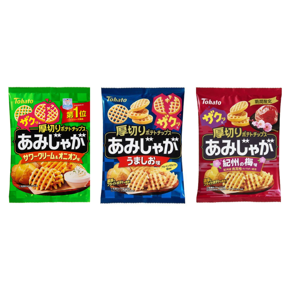 Tohato Amijaga Potato Chips - Sour Cream & Onion Flavor / Salt Flavor / Kishu Plum(1 bag)