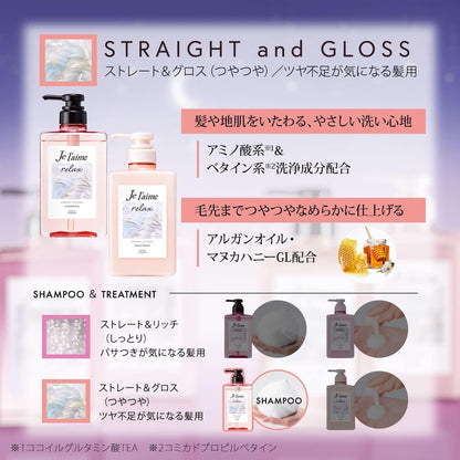 Kose Cosmeport Je L'aime Relax Midnight Repair Hair Treatment - Straight & Gloss / Straight & Rich (480mL / 340mL Refill)