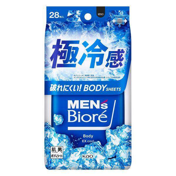 Kao Men's Biore Body Sheets - Ultra Cold Type, Cool Ocean Scent / Ultra Clean Type, Subtle Citrus Scent (28 sheets)