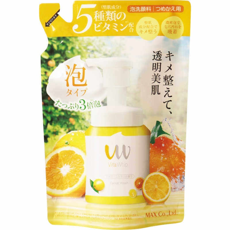 Max Vita Whip Citrus Shower Foaming Facial Cleanser (300mL / 250mL Refill)