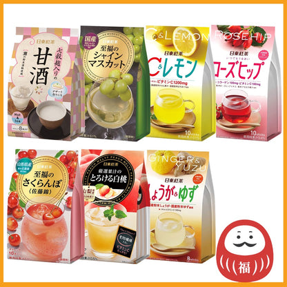 Nitto Tea Instant Juice Amazake/Shine Muscat/C & Lemon/ Rose Hip/Cherry/Peach/Ginger & Yuzu