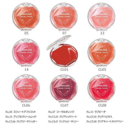 Ida Laboratories CANMAKE Cream Blush - Sweet Apricot/Almond Terracotta/Caramel Latte/Tangerine Tea/Clear Red Heart