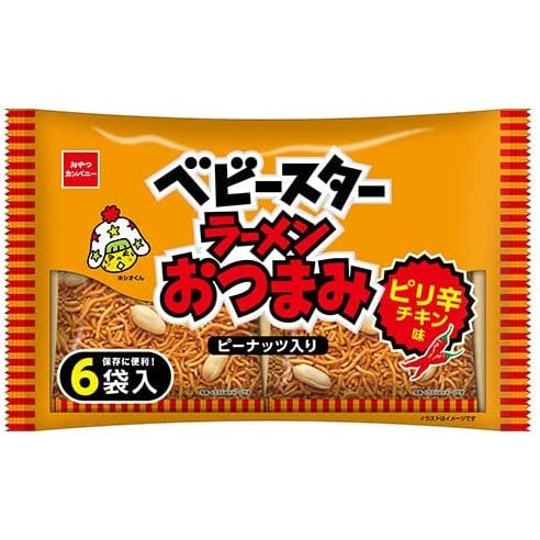 Oyatsu Company Baby Star Snacks Spicy Chicken Taste / Richness chicken flavor  6 bags