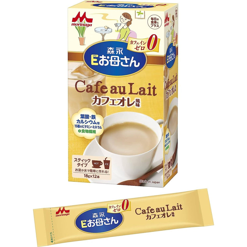 Morinaga E-Mother Nutritional Supplement - Green Tea / Cafe au Lait / Milk Tea (18g x 12 bottles)