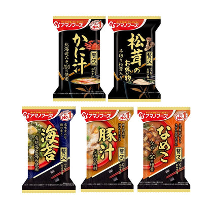 Amano Foods Always Miso Soup Luxury - Crab Soup / Matsutake Soup / Seaweed Soup / Pork Miso Soup / Nameko Soup(10 packet)
