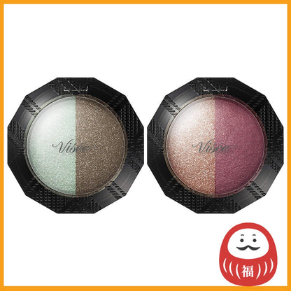 Visee Riche Double Veil Eyes Eye Shadow GR-7 Mint khaki / RD-6 Beige red