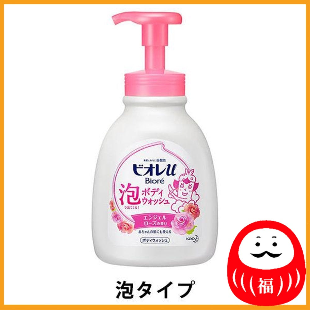 Kao Biore-u Foaming Body Wash, Angel Rose Fragrance Pump 600ml Body Soap (Foam Type)