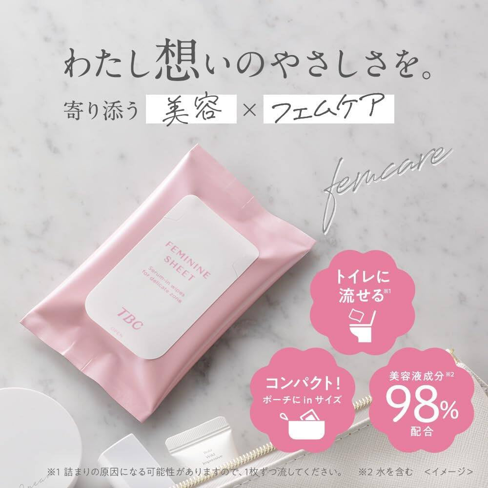 TBC Feminine Wipes - Fresh Rose (7 sheets)