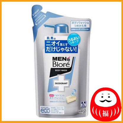 Kao Men's Biore Medicinal Deodorant Body Wash - Clean Soap Fragrance - Refill 380ml