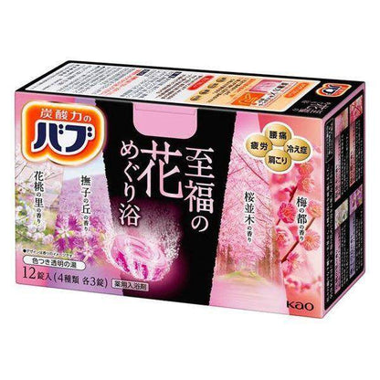 Kao Bub Bath Soak - Milky Aroma / Peaceful Herb / Night Aroma / Warm & Cool / Flowers of Bliss (12 tablets)
