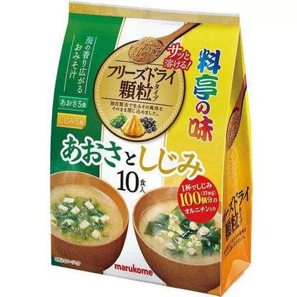 Marukome Ryotei no Aji Freeze-Dried Instant Miso Soup Assortment / Salt reduction / Aosa and Shijimi