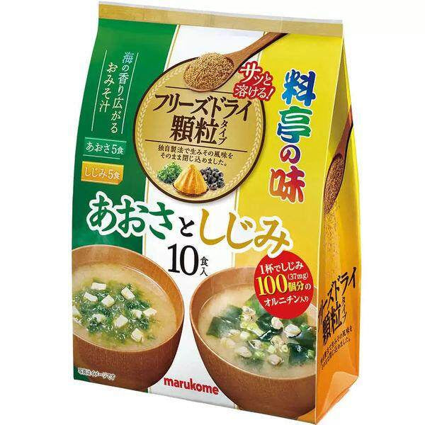 Marukome Ryotei no Aji Freeze-Dried Instant Miso Soup Assortment / Salt reduction / Aosa and Shijimi