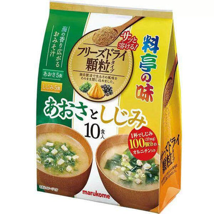 Marukome Ryotei no Aji Freeze-Dried Instant Miso Soup Assortment / Salt reduction / Aosa and Shijimi