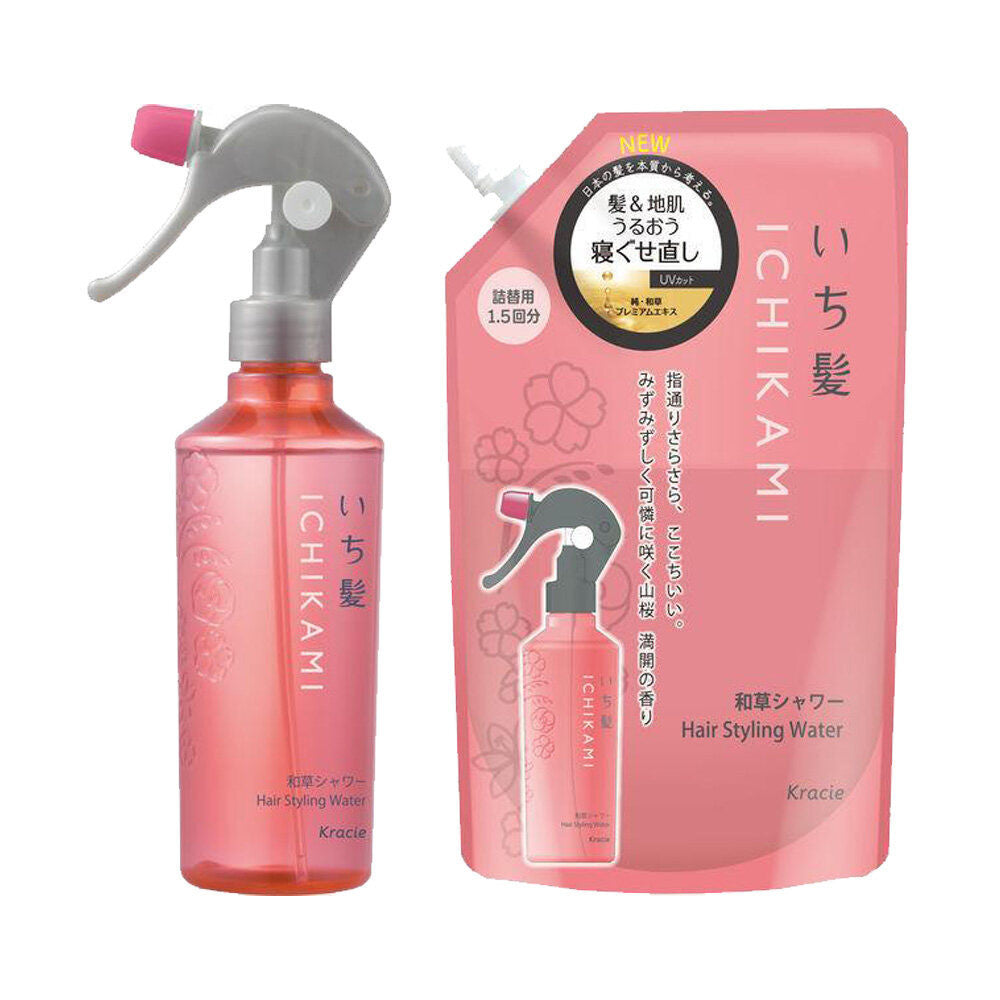 Kracie Ichikami Hair & Skin Moisturizing Hair Styling Water 250ml/Refill 375ml