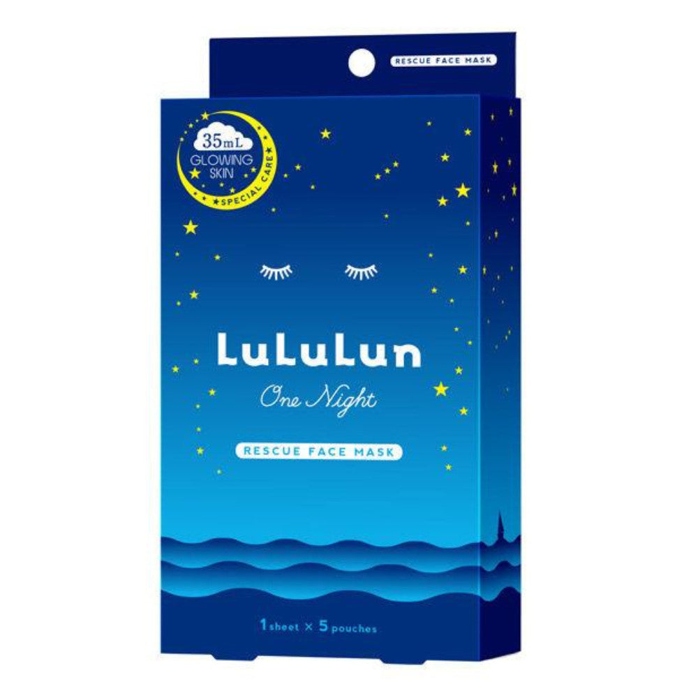 Glide Lululun One Night Rescue Facial Pack Glowing Skin (5 sheets) / Moisture Skin (1 sheet)