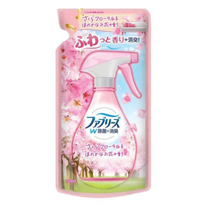 P&G Fabreze Fabric Spray Disinfectant and Deodorizer Sakura Floral & Subtle Flower Fragrance, (370ml/Refill 320ml)