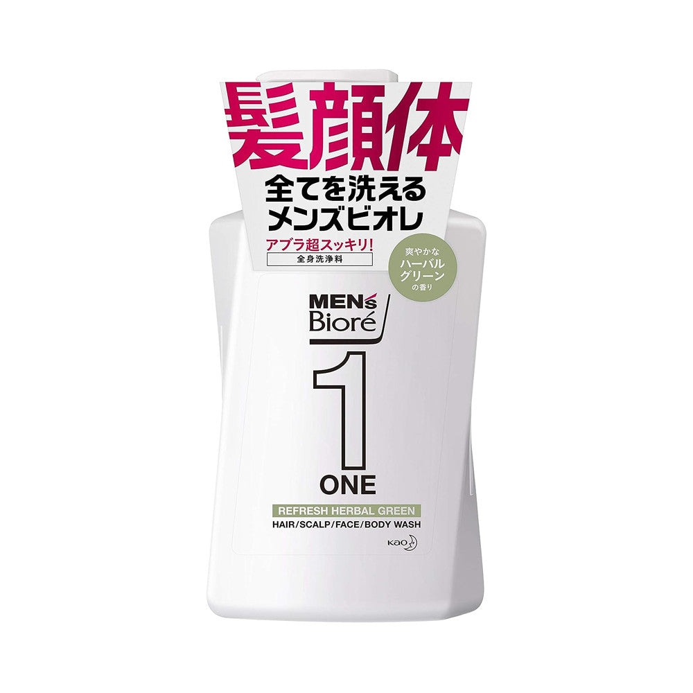 Kao Men's Biore One All in One Full Body Wash - Herbal Green (480mL)