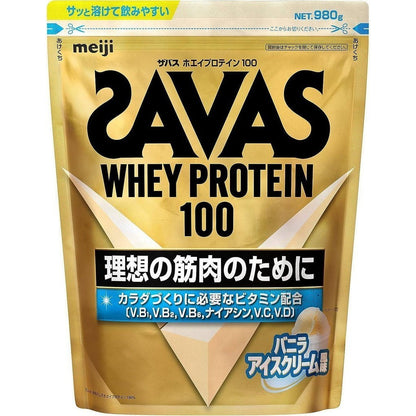 Meiji Protein SAVAS Whey Protein 100 Green Tea Flavor / Vanilla Ice Cream Flavor