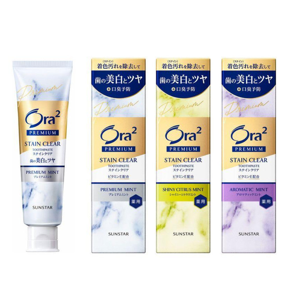 Sunstar Ora2 Premium Whitening Toothpaste Stain Clear Paste Premium Mint / Shiny Citrus Mint /  Aromatic Mint (100g)