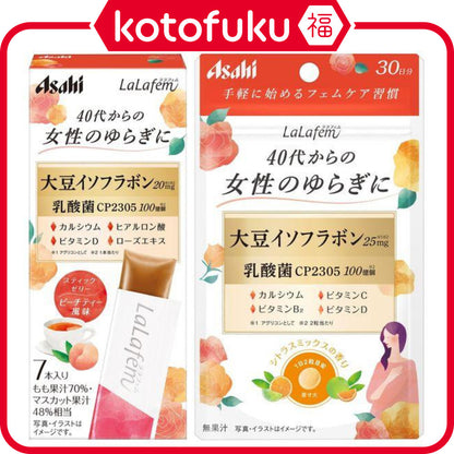 Asahi Lalafem for Women's Fluctuation in Their 40's and Beyond Jelly Peach Tea Flavor 70g (10g x 7 pcs)/ Supplement Citrus Mix Scent (60 Tablets)