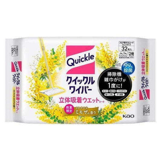 Kao Quickle Wiper 3D Absorbent Wet Sheet  Mimosa Fragrance 1 Pack (32 Sheets)