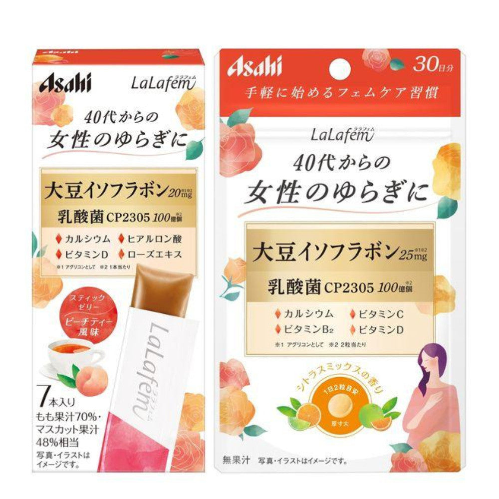 Asahi Lalafem for Women's Fluctuation in Their 40's and Beyond Jelly Peach Tea Flavor 70g (10g x 7 pcs)/ Supplement Citrus Mix Scent (60 Tablets)