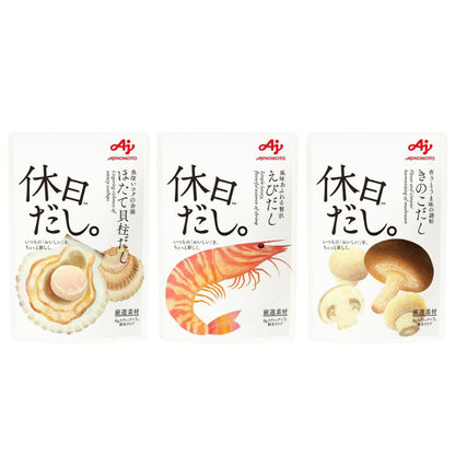 Ajinomoto Holiday Dashi Powdered Broth  Scallop Broth / Shrimp Broth / Mushroom Broth (7 Sticks)